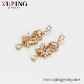 94698 Xuping venta caliente de lujo accesorios de las mujeres pavimenta los pendientes de gota de oro simples de cristal